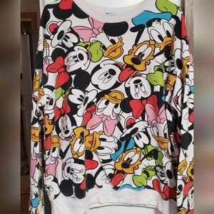 Mickey Mouse All Over Print Valentine Women XL Cotton Blend Cozy Warm Sweatshirt